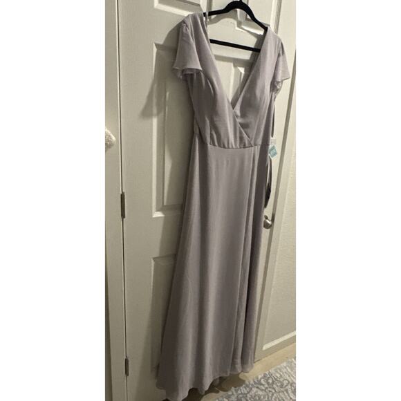NWT‎ MoriLee Madeline Gardner Bridesmaid Dress 21640 in Silver 16 Plus Mother - Picture 4 of 8